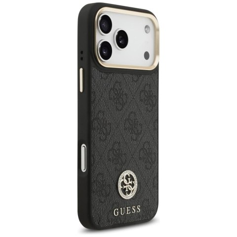 Etui Guess 4G Srtass Logo & Big Strap Metal Buttons MagSafe na iPhone 17 Pro Max - czarne