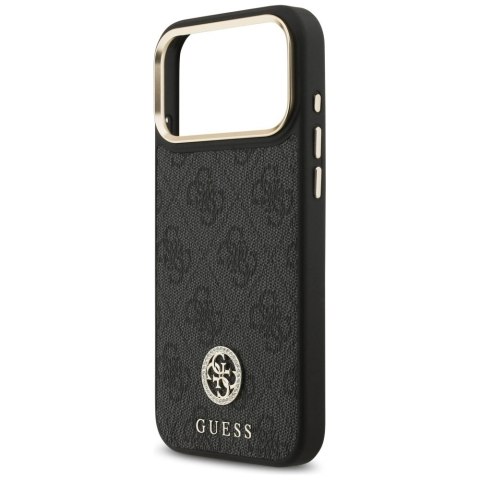 Etui Guess 4G Srtass Logo & Big Strap Metal Buttons MagSafe na iPhone 17 Pro Max - czarne