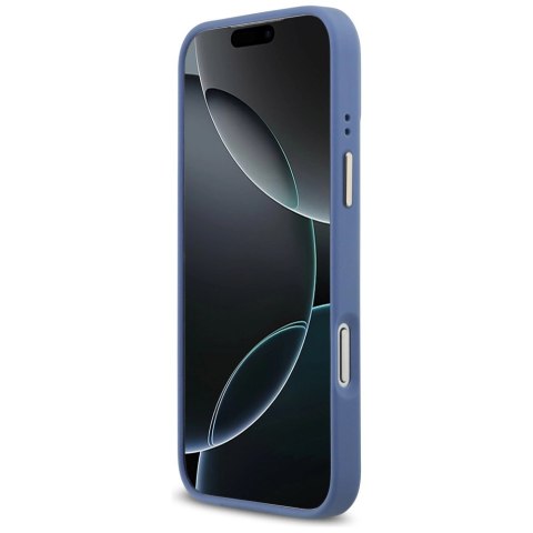 Etui Guess 4G Strass Logo & Big Strap Metal Buttons MagSafe na iPhone 17 Pro Max - niebieskie