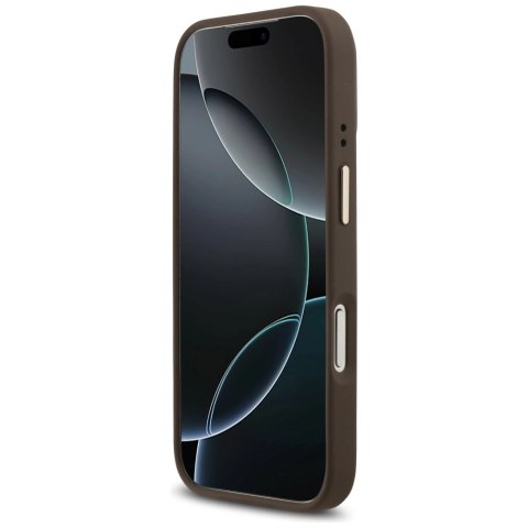 Etui Guess 4G Strass Logo & Big Strap Metal Buttons MagSafe na iPhone 17 Pro - brązowe