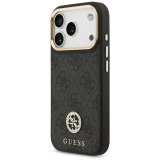 Etui Guess 4G Strass Logo & Big Strap Metal Buttons MagSafe na iPhone 17 Pro - czarne
