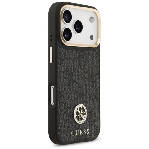 Etui Guess 4G Strass Logo & Big Strap Metal Buttons MagSafe na iPhone 17 Pro - czarne