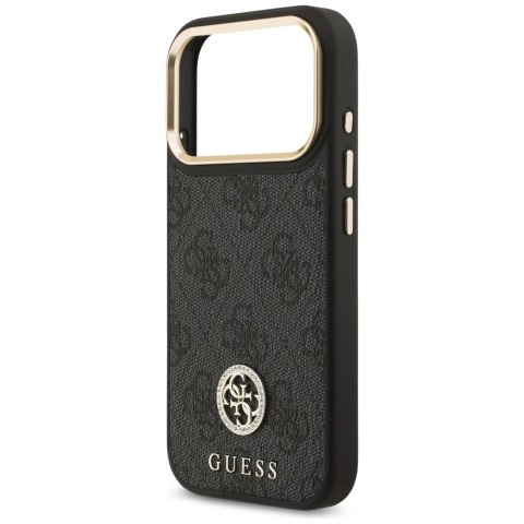 Etui Guess 4G Strass Logo & Big Strap Metal Buttons MagSafe na iPhone 17 Pro - czarne