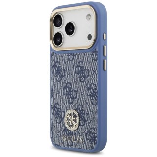 Etui Guess 4G Strass Logo & Big Strap Metal Buttons MagSafe na iPhone 17 Pro - niebieskie