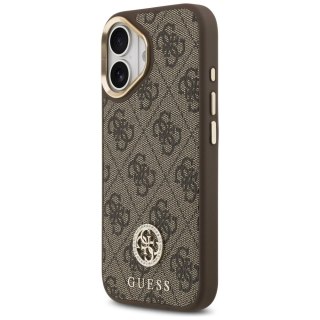 Etui Guess 4G Strass Logo & Big Strap Metal Buttons MagSafe na iPhone 17 - brązowe