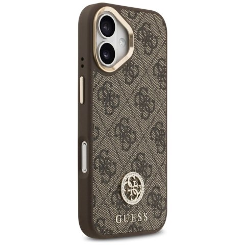 Etui Guess 4G Strass Logo & Big Strap Metal Buttons MagSafe na iPhone 17 - brązowe