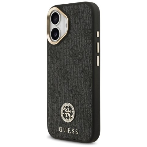 Etui Guess 4G Strass Logo & Big Strap Metal Buttons MagSafe na iPhone 17 - czarne
