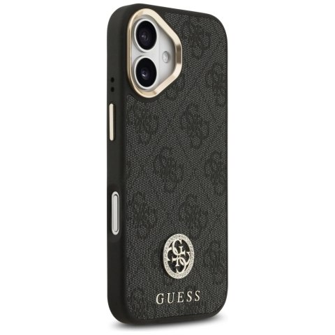 Etui Guess 4G Strass Logo & Big Strap Metal Buttons MagSafe na iPhone 17 - czarne