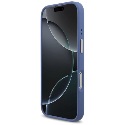 Etui Guess 4G Strass Logo & Big Strap Metal Buttons MagSafe na iPhone 17 - niebieskie