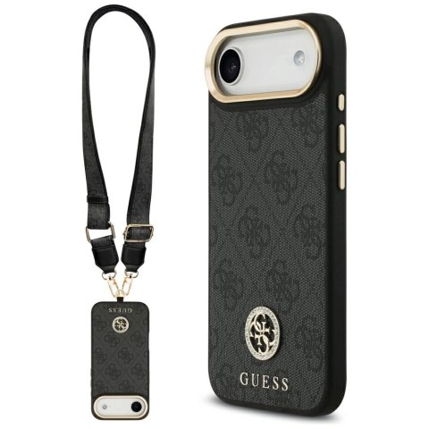 Etui Guess 4G Strass Logo & Big Strap Metal Buttons MagSafe na iPhone Air - czarne