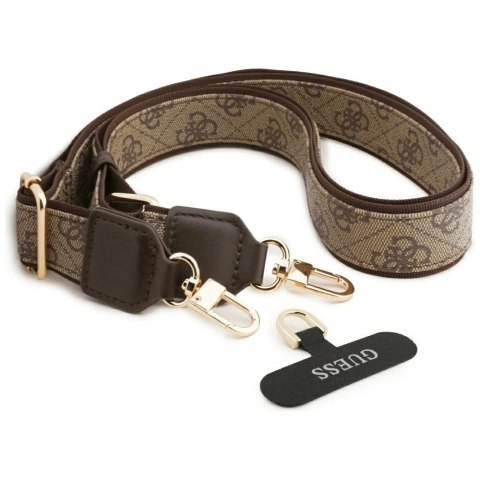 Etui Guess 4G Triangle Logo & Big Strap Metal Buttons MagSafe na iPhone 17 Pro Max - brązowe