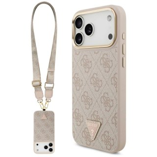 Etui Guess 4G Triangle Logo & Big Strap Metal Buttons MagSafe na iPhone 17 Pro Max - różowe