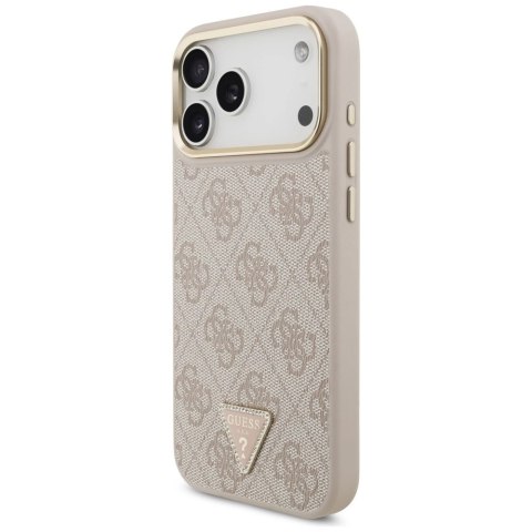 Etui Guess 4G Triangle Logo & Big Strap Metal Buttons MagSafe na iPhone 17 Pro Max - różowe