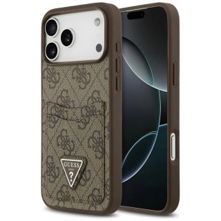 Etui Guess 4G nauble Card Triangle na iPhone 17 Pro Max - brązowe