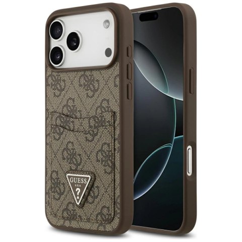 Etui Guess 4G nauble Card Triangle na iPhone 17 Pro Max - brązowe
