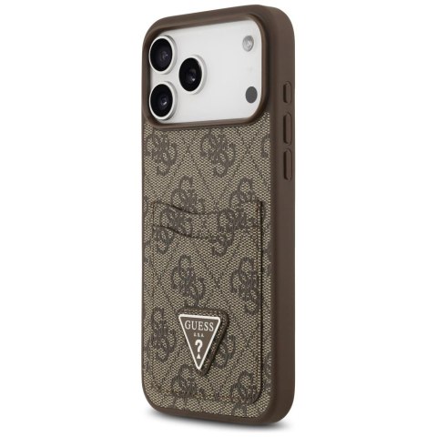 Etui Guess 4G nauble Card Triangle na iPhone 17 Pro Max - brązowe