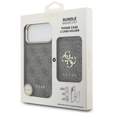 Etui Guess 4G z portfelem Magsafe na iPhone 17 Pro Max - brązowe