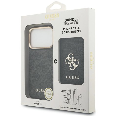 Etui Guess 4G z portfelem Magsafe na iPhone 17 Pro - czarne