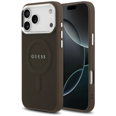 Etui Guess Classic Logo MagSafe do iPhone 17 Pro Max - brązowe