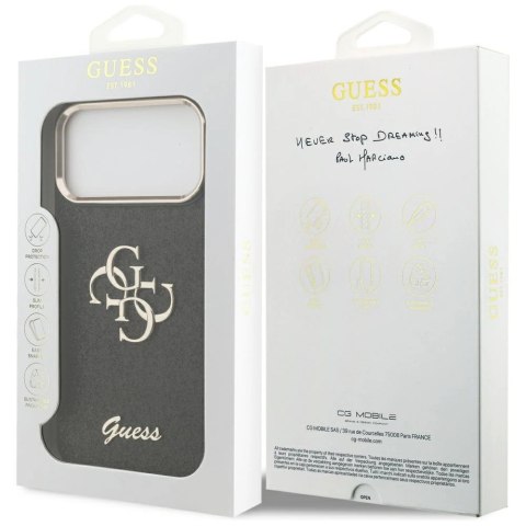 Etui Guess Fixed Glitter Big 4G Metal Frame na iPhone 17 Pro Max - czarne