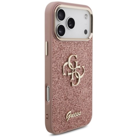 Etui Guess Fixed Glitter Big 4G Metal Frame na iPhone 17 Pro Max - różowe