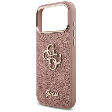 Etui Guess Fixed Glitter Big 4G Metal Frame na iPhone 17 Pro Max - różowe