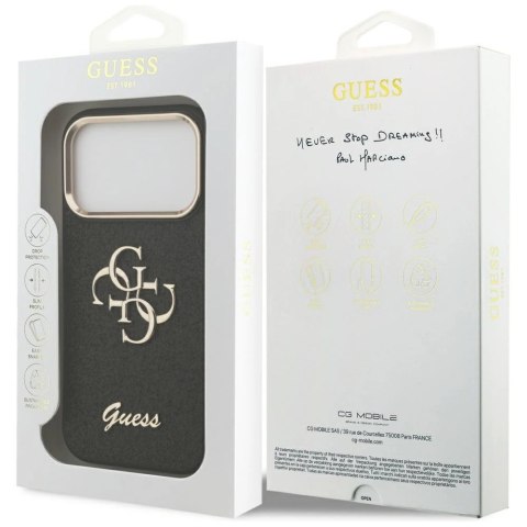Etui Guess Fixed Glitter Big 4G Metal Frame na iPhone 17 Pro -czarne