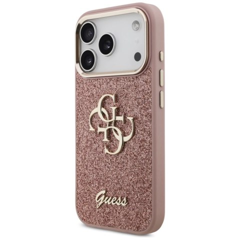 Etui Guess Fixed Glitter Big 4G Metal Frame na iPhone 17 Pro - różowe