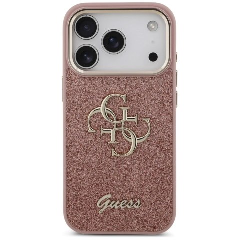 Etui Guess Fixed Glitter Big 4G Metal Frame na iPhone 17 Pro - różowe