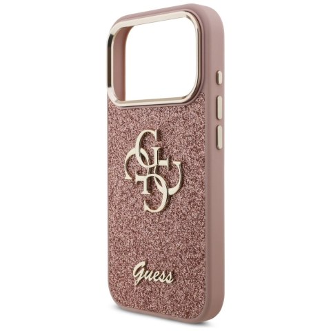 Etui Guess Fixed Glitter Big 4G Metal Frame na iPhone 17 Pro - różowe
