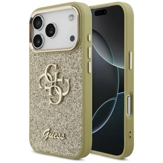 Etui Guess Fixed Glitter Big 4G Metal Frame na iPhone 17 Pro - złote