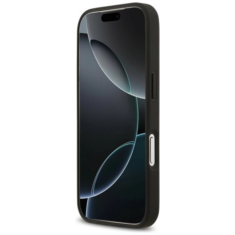 Etui Guess Grained Flowers Classic Logo MagSafe do iPhone 17 Pro - czarne