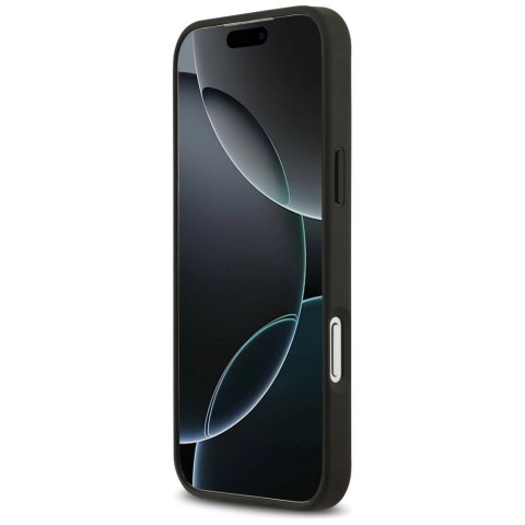 Etui Guess Grained Flowers Classic Logo MagSafe na iPhone 17 Pro Max - czarne