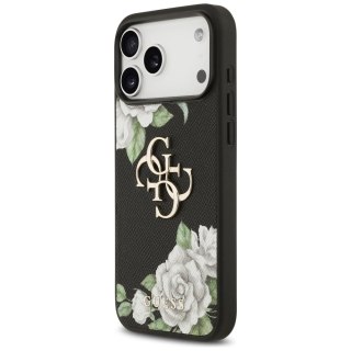 Etui Guess Grained Roses & Big 4G Logo na iPhone 17 Pro Max - czarne