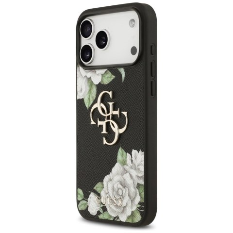 Etui Guess Grained Roses & Big 4G Logo na iPhone 17 Pro Max - czarne
