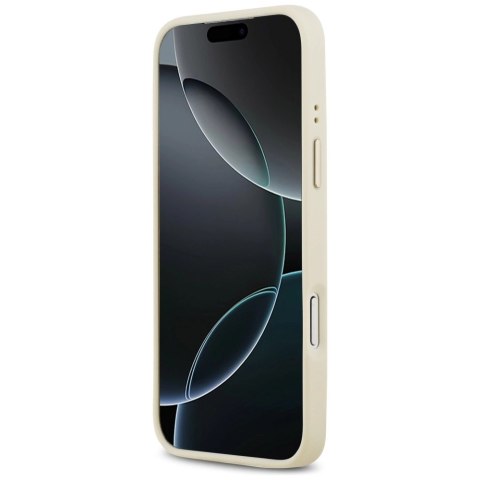 Etui Guess Grained Strass Logo MagSafe na iPhone 17 Pro Max - beżowe