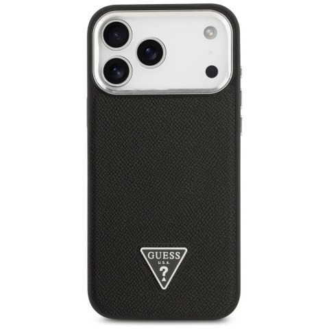 Etui Guess Grained Triangle Logo MagSafe na iPhone 17 Pro - czarne