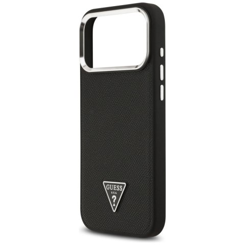 Etui Guess Grained Triangle Logo MagSafe na iPhone 17 Pro - czarne
