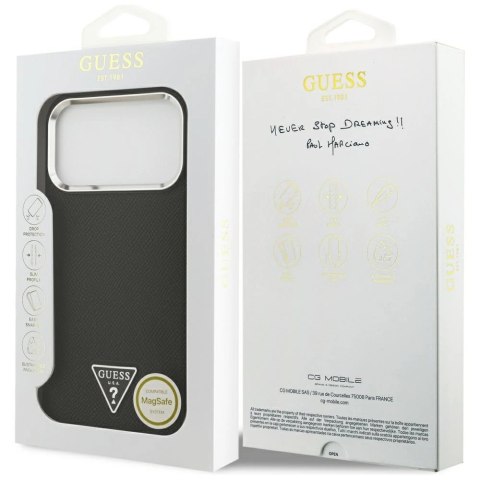 Etui Guess Grained Triangle Logo MagSafe na iPhone 17 Pro - czarne