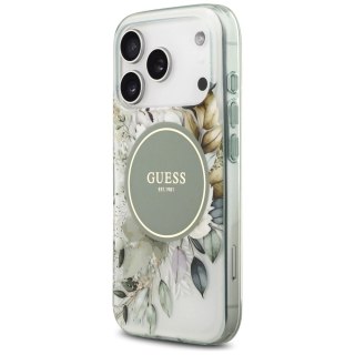 Etui Guess IML Flower & Tonal Circle MagSafe na iPhone 17 Pro - zielone
