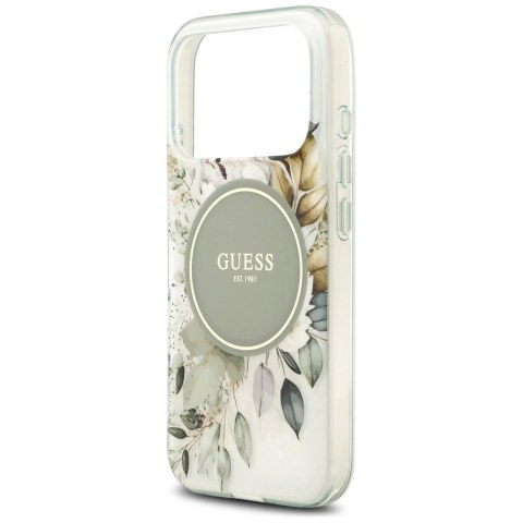 Etui Guess IML Flower & Tonal Circle MagSafe na iPhone 17 Pro - zielone