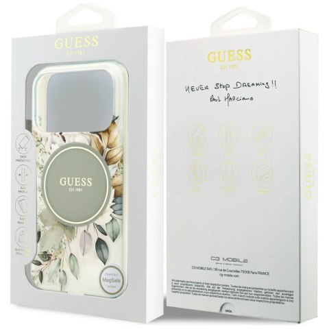 Etui Guess IML Flower & Tonal Circle MagSafe na iPhone 17 Pro - zielone