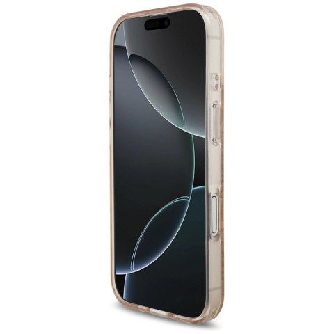 Etui Guess IML Flowers Electro Pearl Strap MagSafe na iPhone 17 - różowe