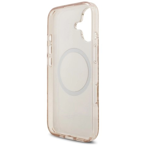 Etui Guess IML Flowers Electro Pearl Strap MagSafe na iPhone 17 - różowe