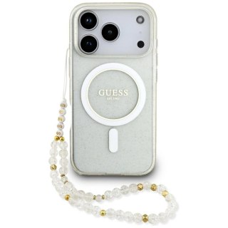 Etui Guess IML Glitter Pearl Strap MagSafe na iPhone 17 Pro Max - przezroczyste