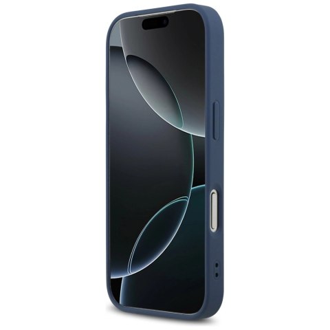 Etui Guess Leather 4G Triangle Strass MagSafe do iPhone 17 Pro - niebieskie