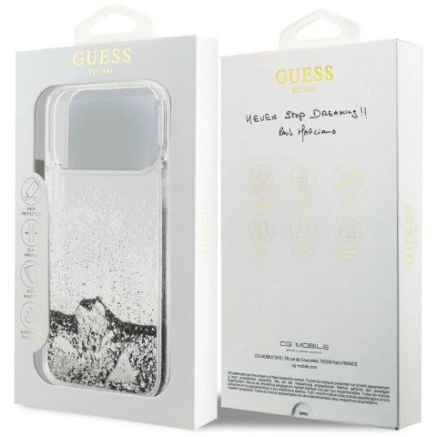 Etui Guess Liq. Glitter Charms na iPhone 17 Pro Max - srebrne