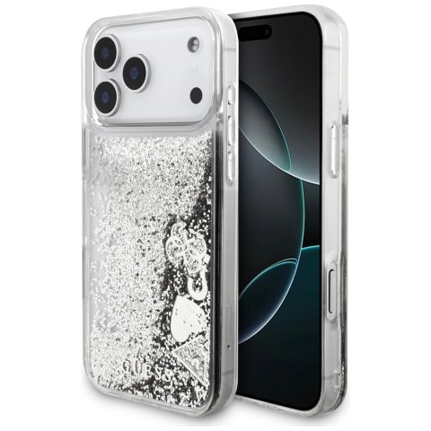 Etui Guess Liq. Glitter Charms na iPhone 17 Pro - srebrne