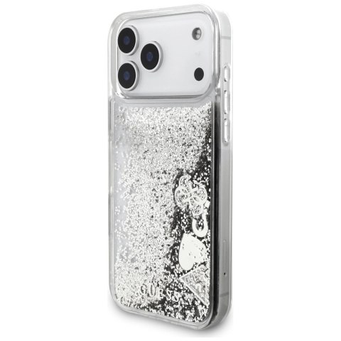 Etui Guess Liq. Glitter Charms na iPhone 17 Pro - srebrne