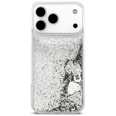 Etui Guess Liq. Glitter Charms na iPhone 17 Pro - srebrne